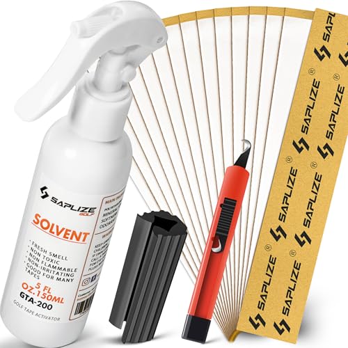 SAPLIZE Golf Regripping Kits mit 15 Papierbändern, 142 ml Lösemittel, Schraubstock, Klammer und Hakenblatt von SAPLIZE