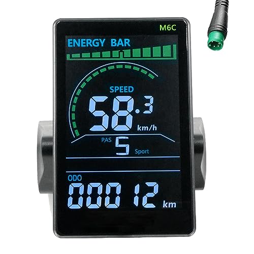SAROAD M6C E-Bike LCD-Anzeige Messgerät 24V-60V E Scooter LCD-Panel Farbbildschirm Ersatzzubehör mit USB für Mountain Electric Bike (5PIN) von SAROAD