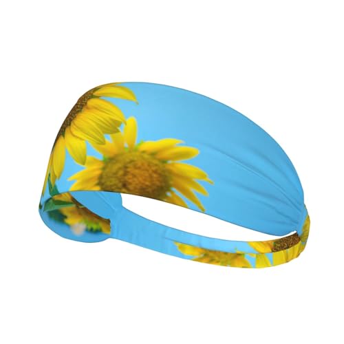 Beutiful Sport-Stirnbänder mit Sonnenblumen-Aufdruck, für Damen und Herren, feuchtigkeitsableitendes Schweißband, elastisch, breit, für Laufen, Radfahren, Basketball, Fitnessstudio, Fußball von SATUSA