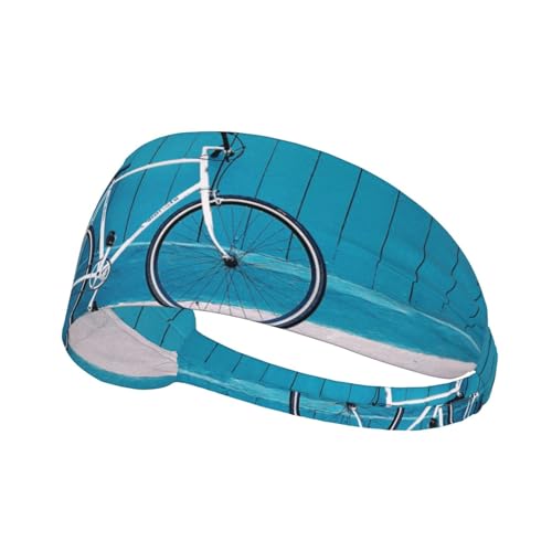 Sport-Stirnbänder mit schönem Fahrradaufdruck, für Damen und Herren, feuchtigkeitsableitendes Schweißband, elastisch, breit, für Laufen, Radfahren, Basketball, Fitnessstudio, Fußball von SATUSA