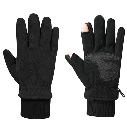 SAUTRV Winter Vollfinger-Handschuhe Plus Warme Handschuhe Screen Fahrradhandschuhe Damen Kalte Handschuhe Frauen Fäustlinge (Schwarz, Einheitsgröße) von SAUTRV