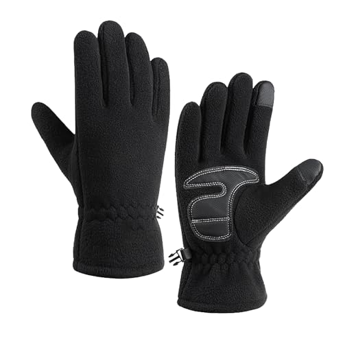 SAUTRV Winterhandschuhe für alle Finger, warme Handschuhe, Reithandschuhe, kalte Handschuhe, Fäustlinge, Damen, Schwarz, Einheitsgröße von SAUTRV