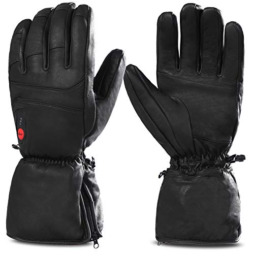 SAVIOR HEAT Beheizte Handschuhe für Herren und Damen, Palm Lederhandschuhe für Winterski und Eislaufen, Arthritis Handschuhe 7.4V 2200 Mah Elektrische wiederaufladbare Batterien Handschuhe von SAVIOR HEAT