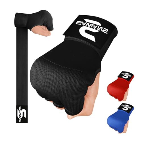 Box-Handbandagen Innenhandschuhe zum Schutz der Hände Lange Handgelenkriemen elastisch gepolstert Kampfsport-Kampfhandschuhe Boxsack-Trainings-Gel-Pratzen Muay Thai MMA Kinder (Schwarz, S/M) Box-Handbandagen Innenhandschuhe zum Schutz der Hände Lange Handgelenkriemen elastisch gepolstert Kampfsport-Kampfhandschuhe Boxsack-Trainings-Gel-Pratzen Muay Thai MMA Kinder (Schwarz, S/M) von SAWANS