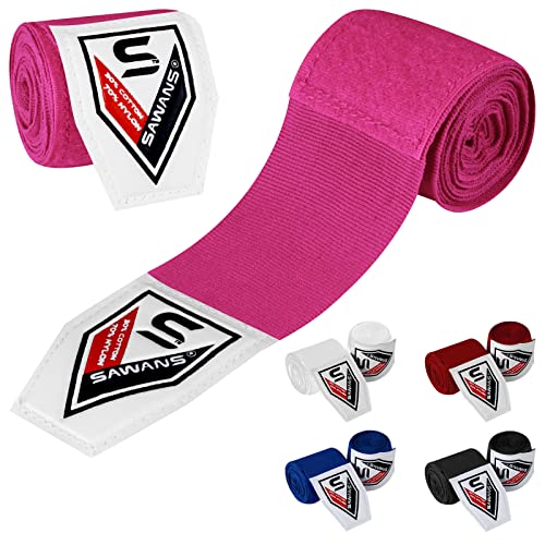 Boxen Handbandagen Kampfsport Bandagen Innenhandschuhe Schlagen MMA 2,5 3,5 4,5 Meter Handgelenkstützgurte Elastische Trainingstasche Kampfsport unter den Handknöcheln Schutzhandschuhe (2.5 M, Rosa) von SAWANS