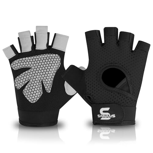 SAWANS Fitness-Handschuhe für Damen und Herren, Gewichtheberhandschuhe, atmungsaktiv, Training, rutschfester Griff, Silikon, Handflächenschutz, Übung, eng anliegende Passform, hängende Klimmzüge, SAWANS Fitness-Handschuhe für Damen und Herren, Gewichtheberhandschuhe, atmungsaktiv, Training, rutschfester Griff, Silikon, Handflächenschutz, Übung, eng anliegende Passform, hängende Klimmzüge, von SAWANS