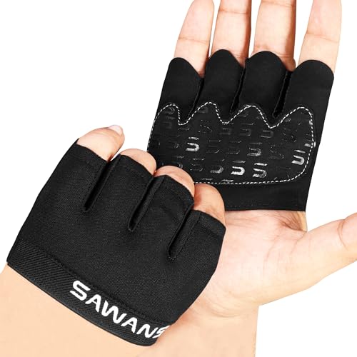 SAWANS Fitness-Handschuhe für Herren und Damen, Gewichtheben, Training, Fitness, gepolstert, extra Griffigkeit, Handflächenschutz, Silikon, rutschfest, atmungsaktiv, Vier-Finger-Workout-Handschuhe, von SAWANS