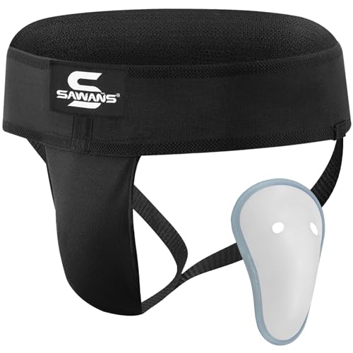 SAWANS Tiefschutz für Boxen, Kickboxen, MMA, Bauchschutz, Herren, schweißabsorbierend, belüftet, verstellbare Unterwäsche, Taekwondo Sparring Tiefschutz, Jockstrap Jiu Jitsu BJJ Schutz (S, Schwarz) SAWANS Tiefschutz für Boxen, Kickboxen, MMA, Bauchschutz, Herren, schweißabsorbierend, belüftet, verstellbare Unterwäsche, Taekwondo Sparring Tiefschutz, Jockstrap Jiu Jitsu BJJ Schutz (S, Schwarz) von SAWANS