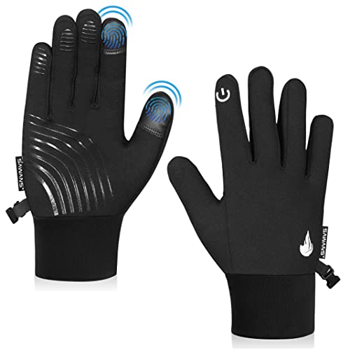 SAWANS Warme Winterhandschuhe zum Radfahren, Laufen, für Herren und Damen, mit Touchscreen-Funktion, Thermo, Winddicht, rutschfest, für Fahren, Sport, Outdoor (L, schwarz) (S, Schwarz) SAWANS Warme Winterhandschuhe zum Radfahren, Laufen, für Herren und Damen, mit Touchscreen-Funktion, Thermo, Winddicht, rutschfest, für Fahren, Sport, Outdoor (L, schwarz) (S, Schwarz) von SAWANS