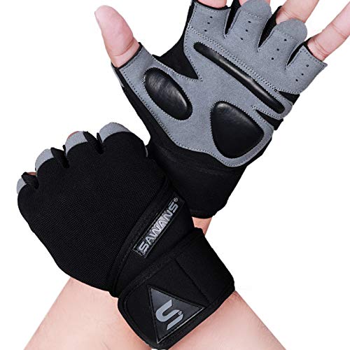 itness-Handschuhe, Trainingshandschuhe für Männer und Frauen, Handgelenkstütze, gepolstert, extra Griff, Handflächenschutz, Training, Fitness, Workout, Radfahren, Hängen, Klimmzüge itness-Handschuhe, Trainingshandschuhe für Männer und Frauen, Handgelenkstütze, gepolstert, extra Griff, Handflächenschutz, Training, Fitness, Workout, Radfahren, Hängen, Klimmzüge von SAWANS