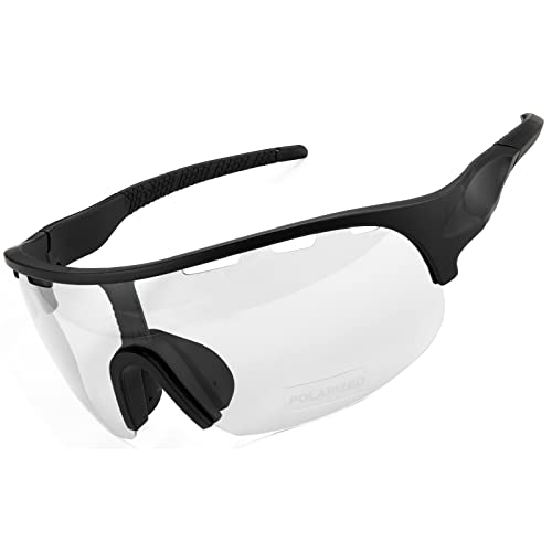 SAWUTPV Fahrradbrille Selbsttönend Winddicht UV400 Schutz Polarisierte Fahrrad Sportbrille Photochromatisch Sonnenbrille für Herren Damen (Schwarz) von SAWUTPV
