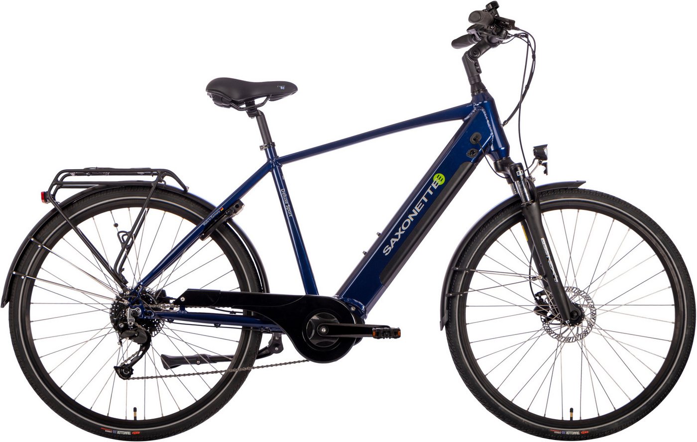 SAXONETTE E-Bike Deluxe Sport Man, 9 Gang Shimano Alivio Schaltwerk, Kettenschaltung, Mittelmotor, 418 Wh Akku von SAXONETTE