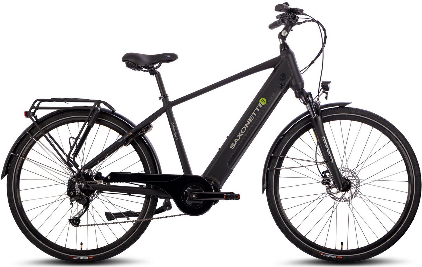 SAXONETTE E-Bike Deluxe Sport Man, 9 Gang Shimano Alivio Schaltwerk, Kettenschaltung, Mittelmotor, 418 Wh Akku von SAXONETTE