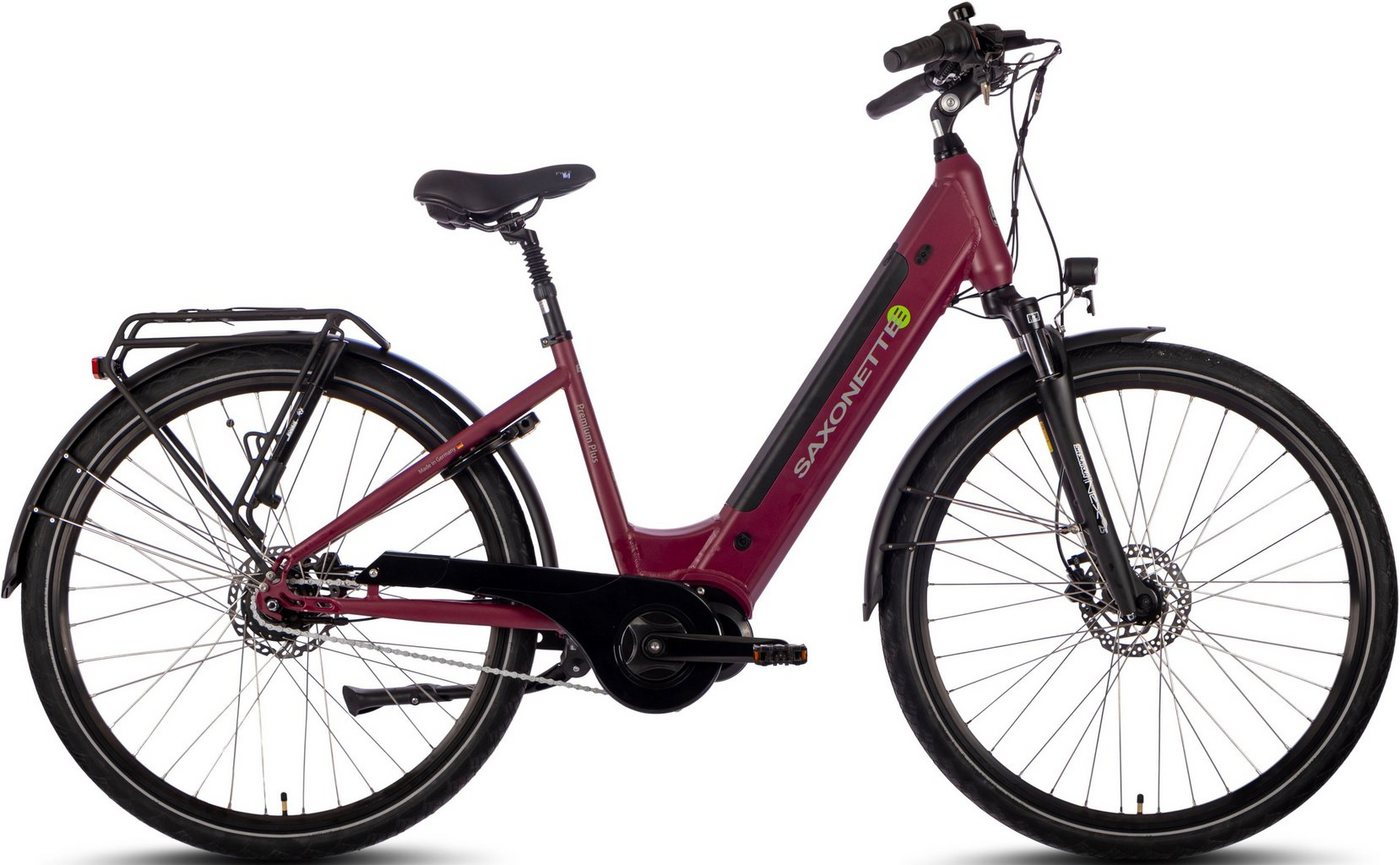 SAXONETTE E-Bike Premium Plus 3.0, 8 Gang, Nabenschaltung, Mittelmotor, 522 Wh Akku, Pedelec, Elektrofahrrad für Damen u. Herren, Cityrad von SAXONETTE