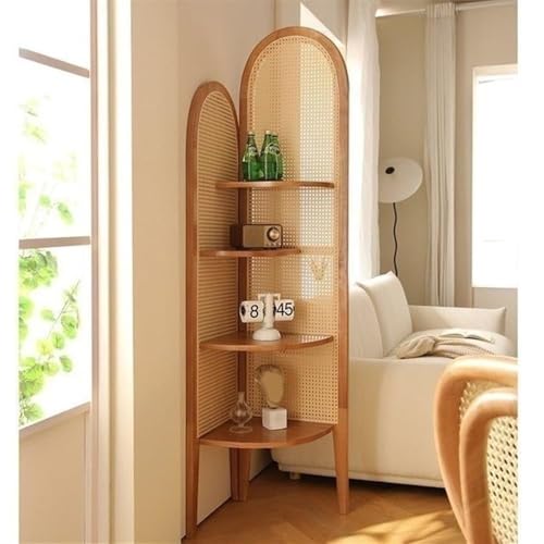 SAYEYBU Dreieckiges Eckregal Aus Rattan Mit 4 Ebenen, Schrank-BüCherregal Mit Kirschholz-Finish, Hohe Eck-BüCherregale, FüR Wohnzimmer, Schlafzimmer Und BüRo,01 SAYEYBU Dreieckiges Eckregal Aus Rattan Mit 4 Ebenen, Schrank-BüCherregal Mit Kirschholz-Finish, Hohe Eck-BüCherregale, FüR Wohnzimmer, Schlafzimmer Und BüRo,01 von SAYEYBU