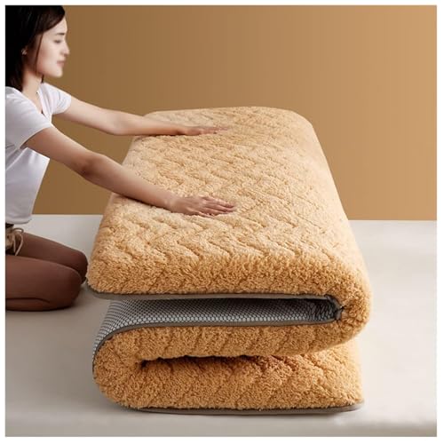 SAYEYBU Faltbare Japanische Bodenmatratze, Futon-Matratze, Tatami-Matratze, Schlafmatte FüR Studentenwohnheim, Campingmatte, GäStematratze, Extra Dicke PlüSchmatratze,Braun,90 * 200cm(5CM) von SAYEYBU