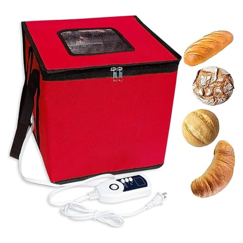 SAYEYBU GäRbox, Faltbarer GäRschrank Aus Oxford-Stoff, Mit Regler 1-60℃ Hoch-Tieftemperatur, Wiederverwendbarer WäRmer Mit Aluminiumfolie, Zum Backen Von Brot,Rot,27x27cm von SAYEYBU