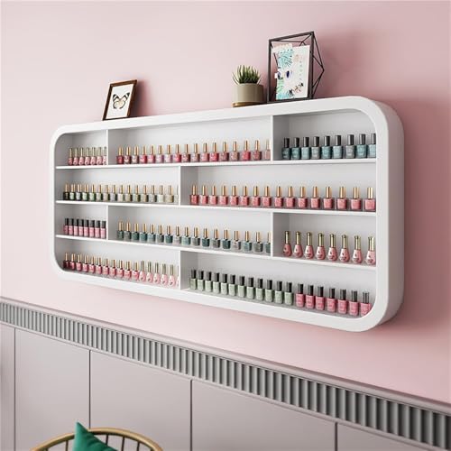 SAYEYBU HäNgender Nagellack-Organizer FüR Die Wand, Schweberegale FüR Kosmetik- Und ManiküResalons, Nagellack-AusstellungsstäNder Aus Holz, ParfüMstäNder,Weiß,120cm von SAYEYBU