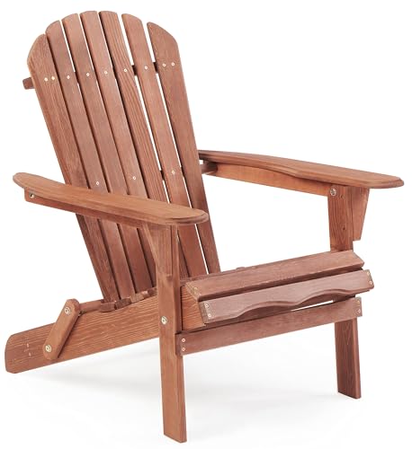 SAYEYBU Klappbarer Adirondack-Stuhl, Holz-AkzentmöBel FüR Den AußEnbereich, Feuerstellen-Loungesessel, FüR Hof, Garten, Terrasse, Mit 100 Kg Tragkraft,Braun,1pcs von SAYEYBU