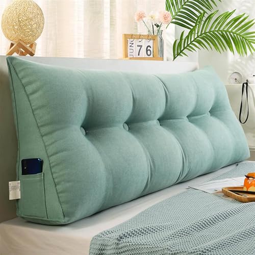 SAYEYBU Kopfteil Kissen, Keilkissen FüRs Bett, Superweiches Dreieckiges Nachttisch Kissen, Lange Lesekissen Zur PositionierungsunterstüTzung, FüR Bett, Tagesbett, Sofa,Light Blue,L200×W20×H50cm von SAYEYBU