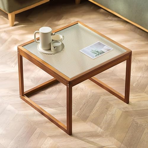 SAYEYBU Moderner Couchtisch Aus Glas, Kleine Quadratische Couchtische, FüR GroßE Oder Kleine RäUme, Einzigartiger Kunsttisch, FüR Wohnzimmer, Homeoffice,Braun,A von SAYEYBU