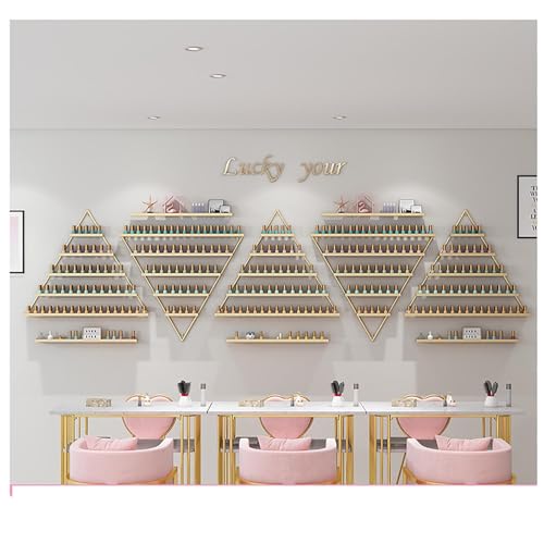 SAYEYBU NagellackstäNder FüR Die Wand, NagellackstäNder, Dreieckiger Nagellack-Organizer Mit 5 Ebenen FüR Die Wand, FüR Nagelstudios Zu Hause,Gold von SAYEYBU