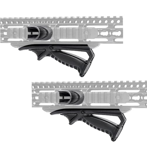 SBGJMY 2PCS Tactical Front Angled Grip Foregrip mit Daumenauflage für 20mm Picatinny Rail System Griff Foregrip (Schwarz) von SBGJMY