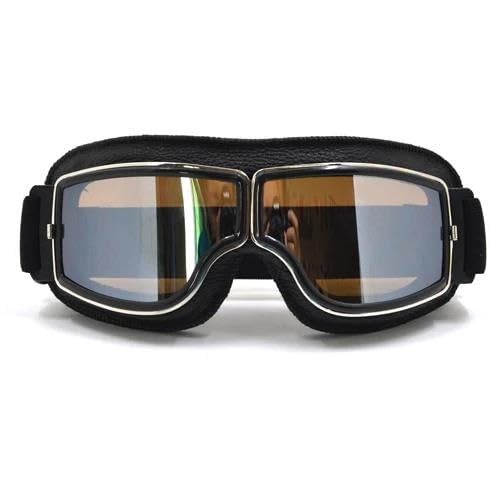 SBTRKT Motocross Brille Motorradbrille Pilot Motorradbrille Leder Retro Jet Helm Brillen Dirt Bike Brille(Blanc) von SBTRKT