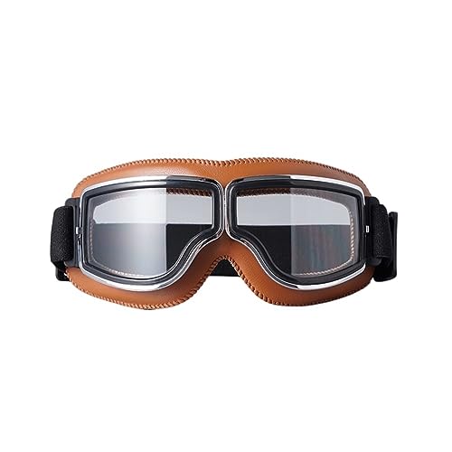 SBTRKT Motocross Brille Winddichte Universal-Outdoor-Fahrrad-Radsport-Skibrille Für -Helm Retro-Leder-Motorradbrille Vintage-Pilotbrille Dirt Bike Brille(10) von SBTRKT