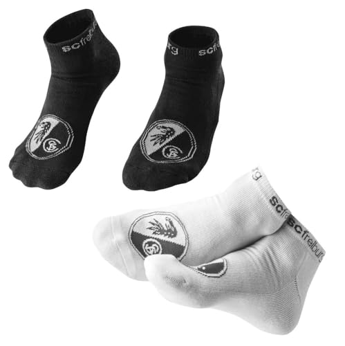 SC Freiburg Sneaker Socken - 2er Set - schwarz & weiß Sneakersocken Größe 35-38 von SC Freiburg