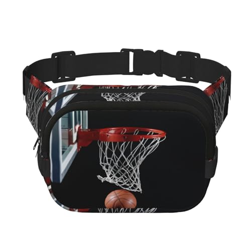 Basketball-Hüfttasche, quadratisch, doppellagig, mit verstellbarem Riemen, Laufen, Reisen, Wandern, Schwarz , Einheitsgröße von SCAUA