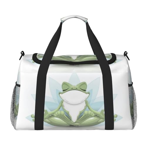 Funny Yoga Frog Handheld Crossbody Reisetasche Weekender Bag Carry Travel Bag Duffle Bag Gym Bag für Männer Frauen, Schwarz , Einheitsgröße von SCAUA