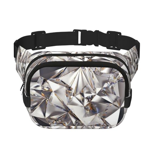 Gürteltasche mit glitzerndem abstraktem Diamant-Kristallmuster, quadratisch, doppellagig, Gürteltasche mit verstellbarem Riemen, Laufen, Reisen, Wandern, Schwarz , Einheitsgröße von SCAUA