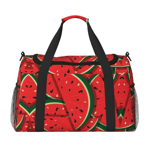 Rote Wassermelonen-Umhängetasche, Reisetasche, Reisetasche, Reisetasche, Sporttasche für Männer und Frauen, Schwarz , Einheitsgröße von SCAUA