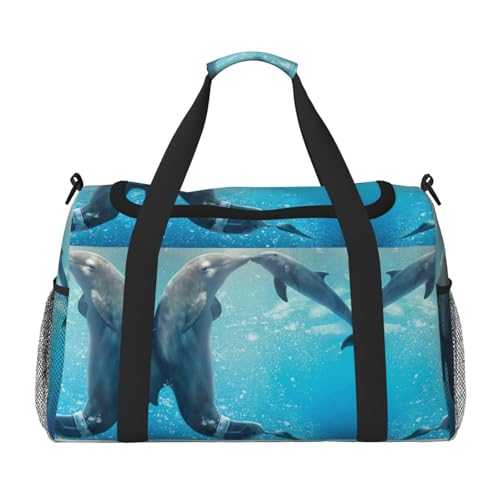 Winter The Dolphin Handheld Crossbody Travel Bag Weekender Bag Carry Travel Bag Duffle Bag Gym Bag for Men Women, Schwarz , Einheitsgröße von SCAUA