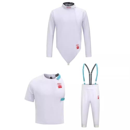 SCBTGKLN Fechtuniformanzug, 3-teiliger Fechtschutzanzug, Fechtkleidung for Erwachsene und Kinder, 450N, Unisex-Jacken-Hosen-Westen-Set, for Folien-Degensäbel, Rechte Hand(46) von SCBTGKLN