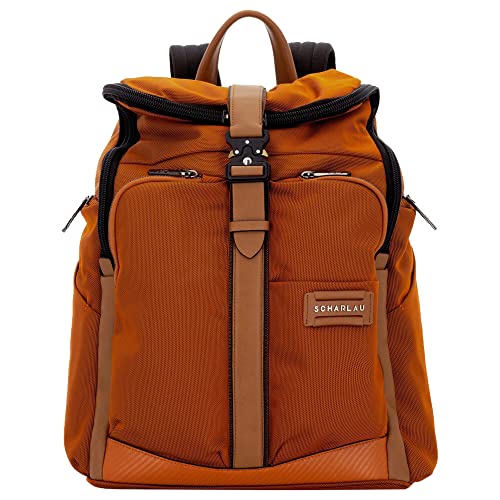 Scharlau Rucksack Vin Fiz Flyer für Herren mit Überschlag aus Stoff und Leder in der Farbe Orange, BA12-N02OR Scharlau Rucksack Vin Fiz Flyer für Herren mit Überschlag aus Stoff und Leder in der Farbe Orange, BA12-N02OR von SCHARLAU
