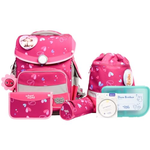 SCHOOL-MOOD Timeless Pro Schulranzenset 7-teilig 23,5L Stauraum, ergonomisches Easy Fit System für 1 m bis 1,50 m Körpergröße, standfest, wasserdichter Stoff mit Reflektoren (Klara Häschen) SCHOOL-MOOD Timeless Pro Schulranzenset 7-teilig 23,5L Stauraum, ergonomisches Easy Fit System für 1 m bis 1,50 m Körpergröße, standfest, wasserdichter Stoff mit Reflektoren (Klara Häschen) von SCHOOL-MOOD