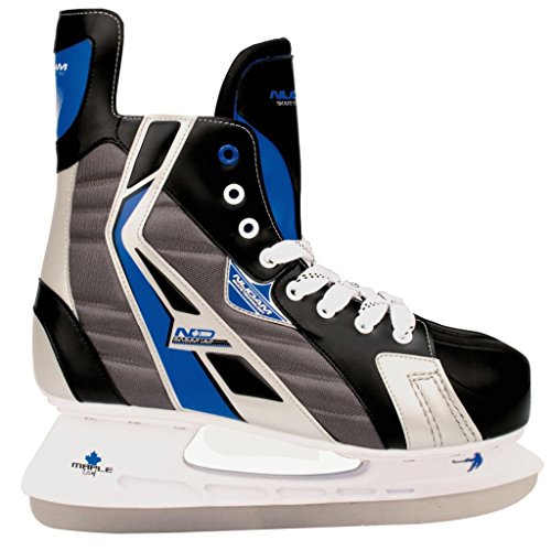 Schreuders Sport Nijdam Maple Leaf Deluxe Eishockey Schlittschuhe Polyester, Unisex, 3386-ZBZ-39, schwarz/blau/silberfarben, 39 von SCHREUDERS SPORT