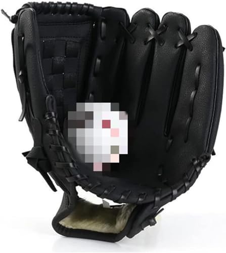 Brauner Baseballhandschuh aus PVC-Leder, 26,7 cm/29,2 cm/31,8 cm, für Softball, Outdoor, Mannschaftssport, Baseball-Übungsausrüstung für die Linke Hand (Color : Black, Size : 12.5in for Aldult) von SCHYWL
