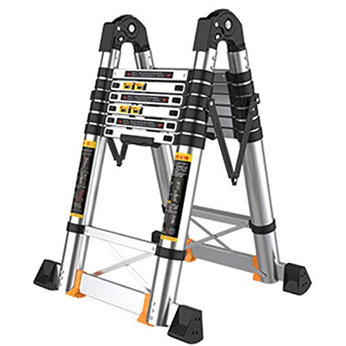 11ft/14ft/16,5ft/19ft/22ft/24ft/27ft Teleskopleiter, ausziehbare Klappleiter aus Aluminium, Mehrzweck-Teleskopleiter mit Rutschfestigkeit, maximale Belastung 300 kg (Größe: 1,7 m + 1,7 m (3,4 m/11 von SCLHouiX