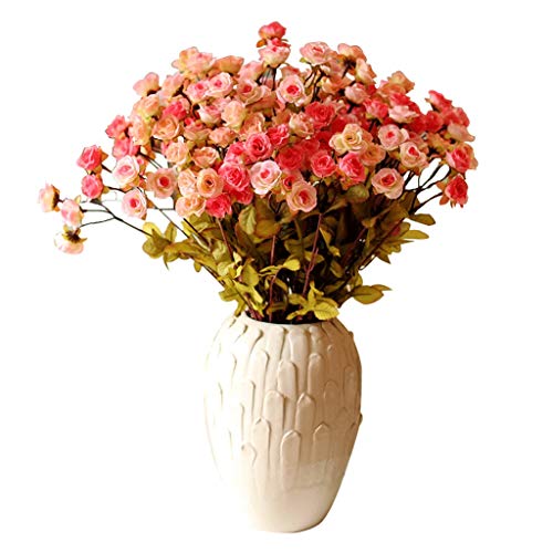 Dekor Künstliche Blumen mit Vase, künstliche Blume, künstliche Seide, künstliche Blume, Blatt, Rose, Hochzeit, Braut, Wohnzimmer, Schlafzimmer, Zuhause, Blumen, rot, dekorativer Blumenstrauß, von SCLHouiX