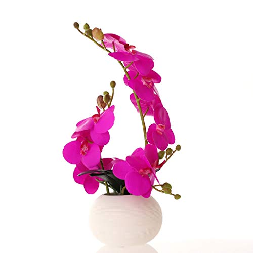 Dekor Künstliche Blumen mit Vase, künstliche Orchideenpflanze im Topf, künstliche Orchideenblüten, für Tischdekoration, Wohnzimmer, Heimdekoration, blaue Kunstblumenarrangements, Ornamente (Farbe: von SCLHouiX