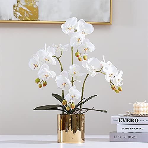 Dekor Künstliche Blumen mit Vase, künstliches Phalaenopsis-Blumenarrangement, künstliches Blumenarrangement, geeignet für Hochzeitsfeiern, Heimdekoration, künstliche Blumenarrangements, Ornamente von SCLHouiX