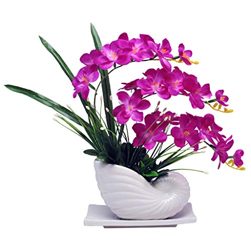 Dekor Künstliche Blumen mit Vase, modische Seidenblume mit Porzellanschneckenvase, Phalaenopsis, künstliche Blume, Topfpflanze, Orchidee, künstlicher Blumenstrauß für Hochzeit, Heimdekoration, von SCLHouiX