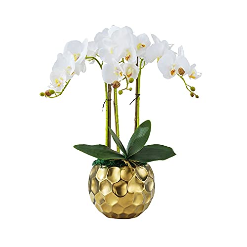 Dekor Künstliche Blumen mit Vase Künstliche Blume mit Vase Weiße Orchidee Gefälschte Phalaenopsis Kunstpflanzen Für Home Office Layout Dekor Wohnzimmer Hochzeitsdekoration Kunstblumenarrangements von SCLHouiX