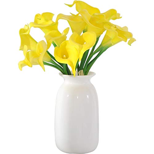 Dekor Künstliche Blumen mit Vase Künstliche Blumen, Calla-Lilien Künstlicher Blumenstrauß Gefälschte Blumenarrangements mit Keramikvase, Brauthochzeitsstrauß Künstliche Blumen Kunstblumenarrangements von SCLHouiX