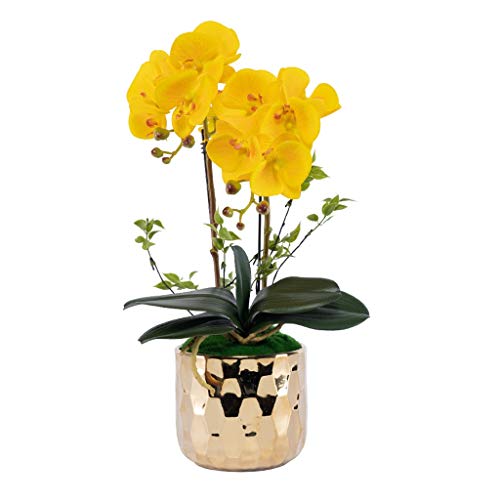 Dekor Künstliche Blumen mit Vase Künstliche Blumen mit Vase Orchidee Gefälschte Pflanzen in Vase Phalaenopsis für Wohnzimmer-Mittelstücke Arrangements Dekor Kunstblumen-Arrangements Ornamente von SCLHouiX