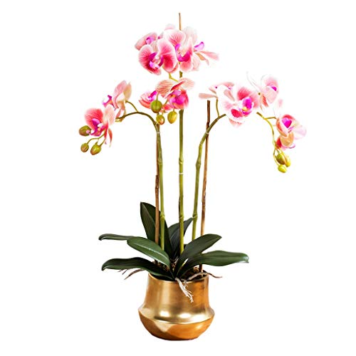 Dekor Künstliche Blumen mit Vase Phalaenopsis, künstliche Blume, Wohnzimmer, künstliche Blumentopfpflanzung, Blumenset, Innendekoration, Tischblume, Kunstblumenarrangements, Ornamente (Farbe: Rosa) von SCLHouiX