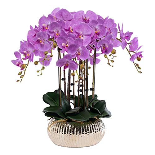 Künstliches Blumen-Set, künstliche Blumen, Phalaenopsis mit Pflanzgefäß, große künstliche Orchidee in Vase, künstliche Blume für Wohnzimmer-Dekoration, schöne künstliche Blumen und Vasen (Farbe: C) von SCLHouiX